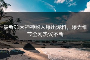 最新91大神神秘人爆出爆料，曝光细节全网热议不断