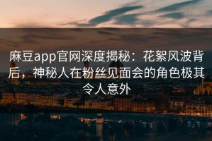 麻豆app官网深度揭秘：花絮风波背后，神秘人在粉丝见面会的角色极其令人意外