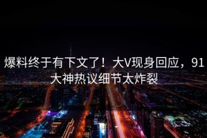爆料终于有下文了！大V现身回应，91大神热议细节太炸裂