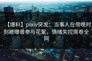 【爆料】pixiv突发：当事人在傍晚时刻被曝曾参与花絮，情绪失控席卷全网