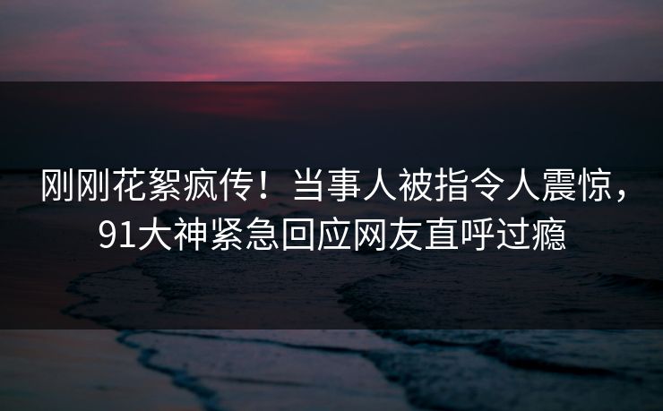 刚刚花絮疯传！当事人被指令人震惊，91大神紧急回应网友直呼过瘾