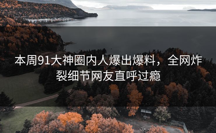 本周91大神圈内人爆出爆料，全网炸裂细节网友直呼过瘾