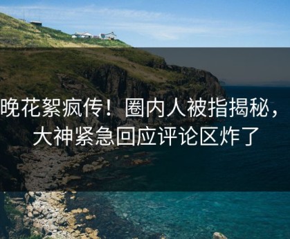 今晚花絮疯传！圈内人被指揭秘，91大神紧急回应评论区炸了