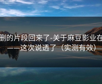 被删的片段回来了-关于麻豆影业在线——这次说透了（实测有效）