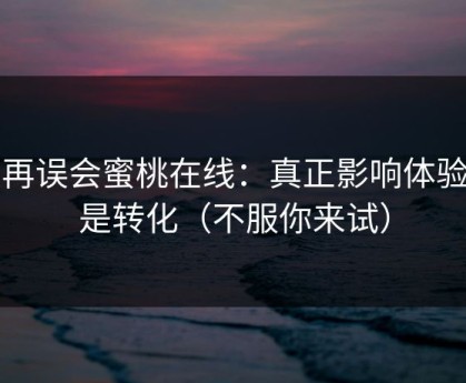 别再误会蜜桃在线：真正影响体验的是转化（不服你来试）