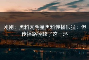 刚刚：黑料网明星黑料传播很猛：但传播路径缺了这一环