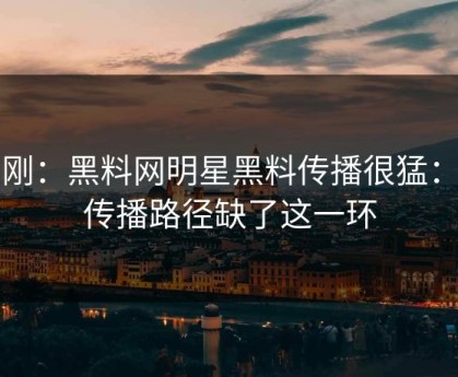 刚刚：黑料网明星黑料传播很猛：但传播路径缺了这一环