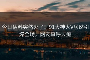今日猛料突然火了！91大神大V居然引爆全场，网友直呼过瘾