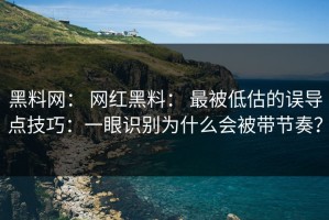 黑料网： 网红黑料： 最被低估的误导点技巧：一眼识别为什么会被带节奏？