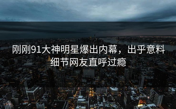 刚刚91大神明星爆出内幕，出乎意料细节网友直呼过瘾