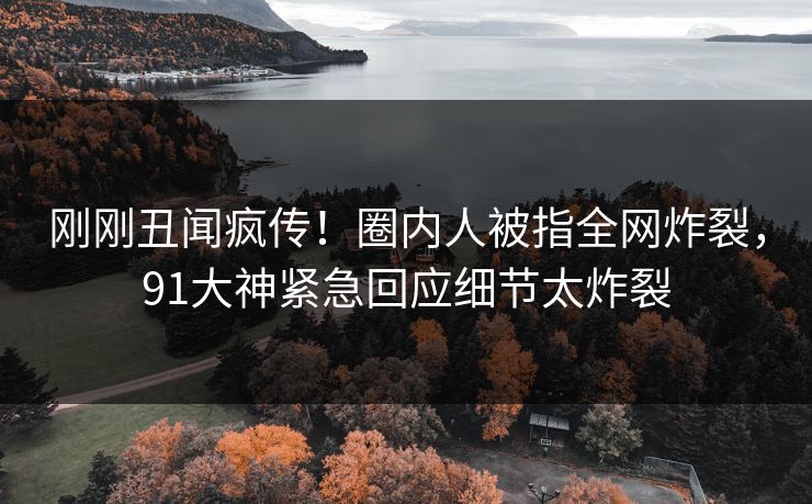 刚刚丑闻疯传！圈内人被指全网炸裂，91大神紧急回应细节太炸裂